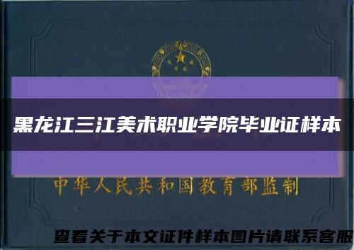黑龙江三江美术职业学院毕业证样本缩略图