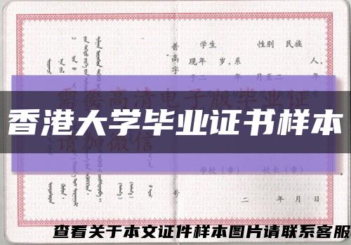 香港大学毕业证书样本缩略图