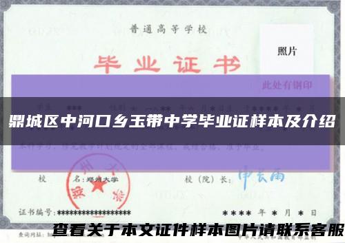鼎城区中河口乡玉带中学毕业证样本及介绍缩略图