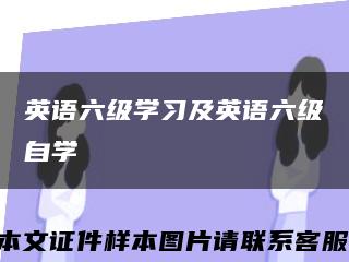 英语六级学习及英语六级自学缩略图