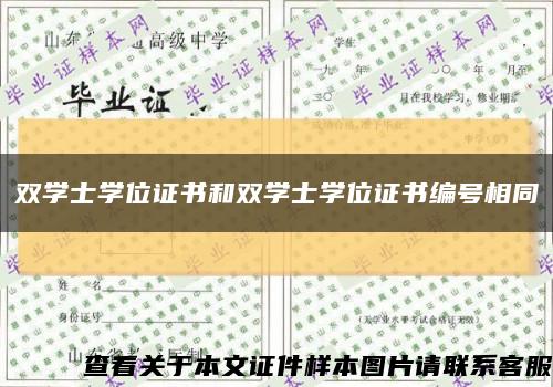 双学士学位证书和双学士学位证书编号相同缩略图