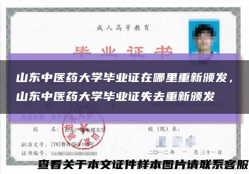 山东中医药大学毕业证在哪里重新颁发，山东中医药大学毕业证失去重新颁发缩略图