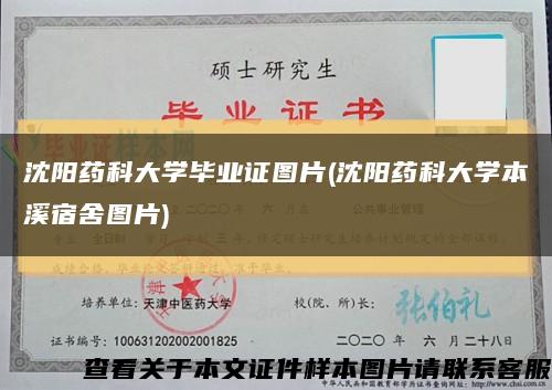 沈阳药科大学毕业证图片(沈阳药科大学本溪宿舍图片)缩略图