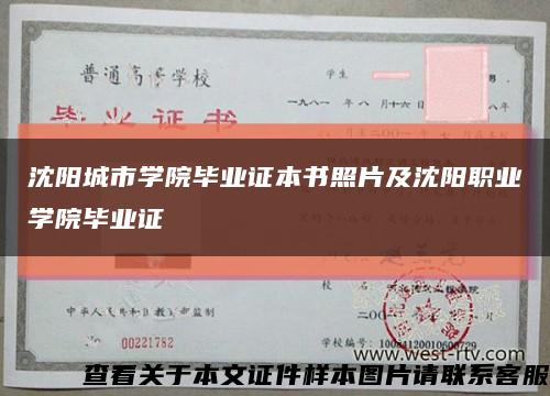 沈阳城市学院毕业证本书照片及沈阳职业学院毕业证缩略图