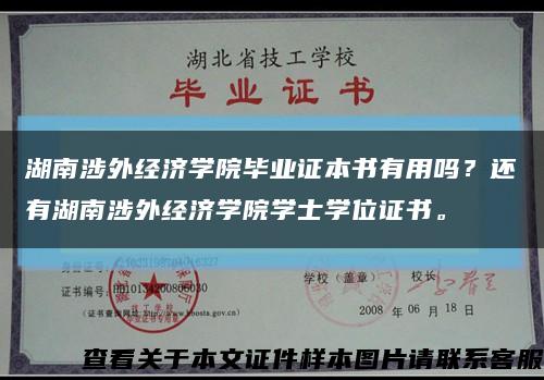 湖南涉外经济学院毕业证本书有用吗？还有湖南涉外经济学院学士学位证书。缩略图