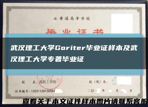 武汉理工大学Goriter毕业证样本及武汉理工大学专著毕业证缩略图