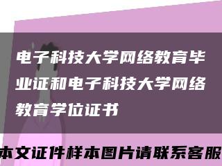 电子科技大学网络教育毕业证和电子科技大学网络教育学位证书缩略图