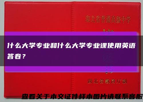 什么大学专业和什么大学专业课使用英语答卷？缩略图