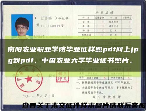 南阳农业职业学院毕业证样照pdf网上jpg到pdf，中国农业大学毕业证书照片。缩略图