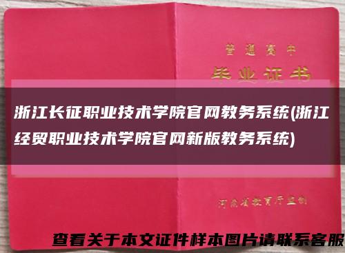 浙江长征职业技术学院官网教务系统(浙江经贸职业技术学院官网新版教务系统)缩略图
