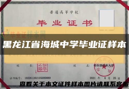黑龙江省海城中学毕业证样本缩略图