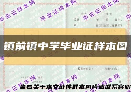 镇前镇中学毕业证样本图缩略图