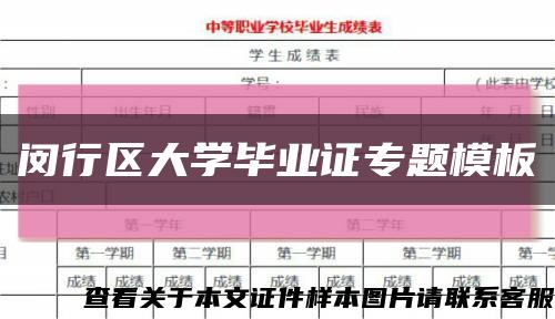 闵行区大学毕业证专题模板缩略图
