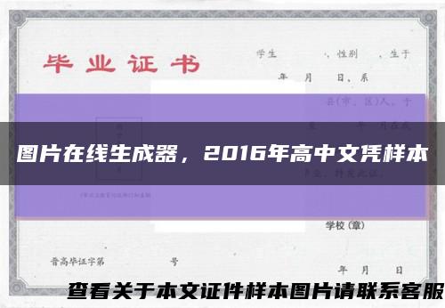 图片在线生成器，2016年高中文凭样本缩略图
