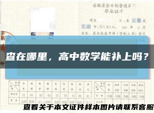查在哪里，高中数学能补上吗？缩略图