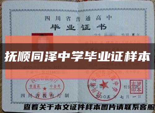 抚顺同泽中学毕业证样本缩略图