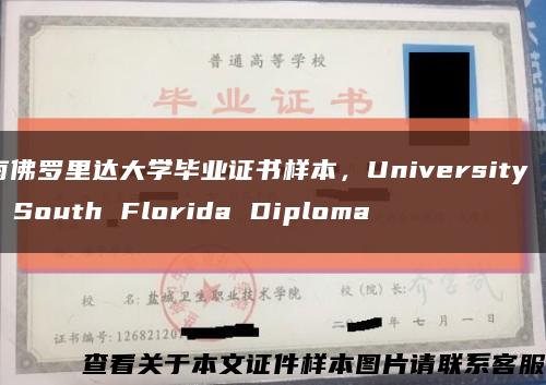 南佛罗里达大学毕业证书样本，University of South Florida Diploma缩略图