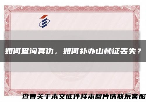 如何查询真伪，如何补办山林证丢失？缩略图