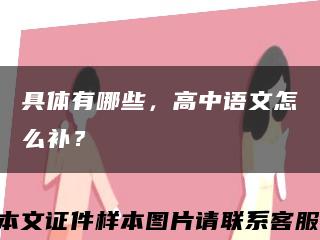 具体有哪些，高中语文怎么补？缩略图