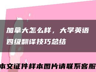 加拿大怎么样，大学英语四级翻译技巧总结缩略图