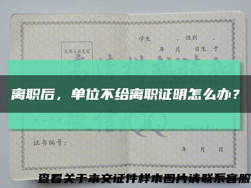 离职后，单位不给离职证明怎么办？缩略图