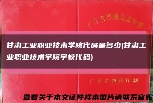 甘肃工业职业技术学院代码是多少(甘肃工业职业技术学院学校代码)缩略图