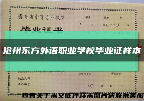 沧州东方外语职业学校毕业证样本缩略图
