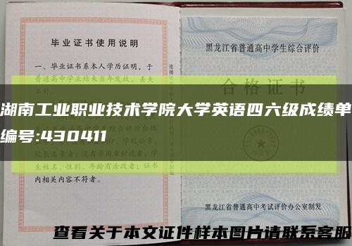 湖南工业职业技术学院大学英语四六级成绩单编号:430411缩略图