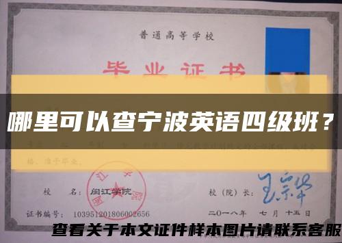 哪里可以查宁波英语四级班？缩略图