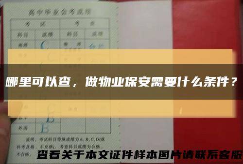 哪里可以查，做物业保安需要什么条件？缩略图