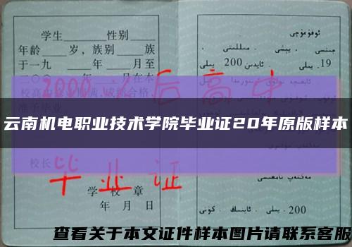 云南机电职业技术学院毕业证20年原版样本缩略图