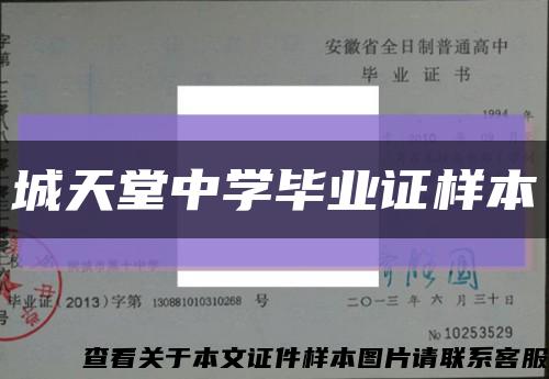城天堂中学毕业证样本缩略图