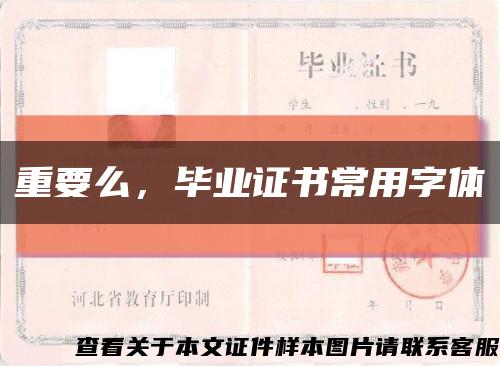 重要么，毕业证书常用字体缩略图