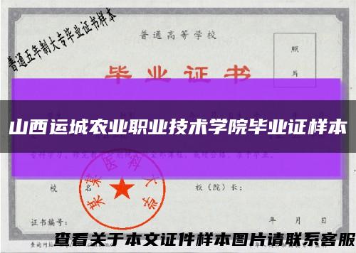 山西运城农业职业技术学院毕业证样本缩略图