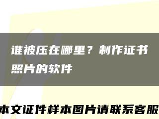 谁被压在哪里？制作证书照片的软件缩略图