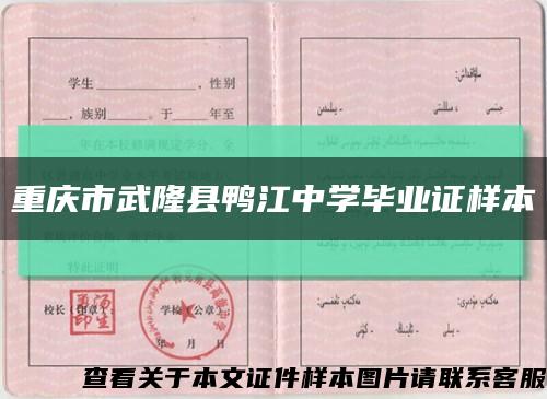 重庆市武隆县鸭江中学毕业证样本缩略图