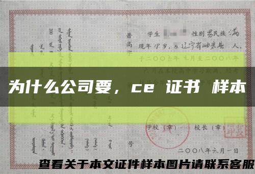 为什么公司要，ce 证书 样本缩略图