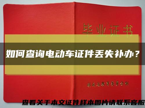 如何查询电动车证件丢失补办？缩略图
