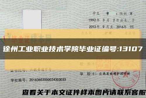 徐州工业职业技术学院毕业证编号:13107缩略图