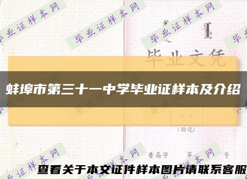 蚌埠市第三十一中学毕业证样本及介绍缩略图