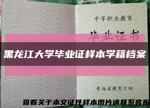 黑龙江大学毕业证样本学籍档案缩略图