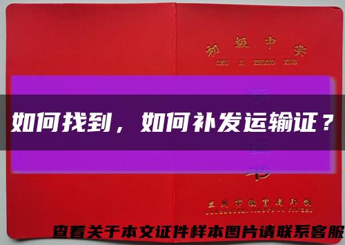 如何找到，如何补发运输证？缩略图