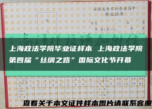上海政法学院毕业证样本 上海政法学院第四届“丝绸之路”国际文化节开幕缩略图