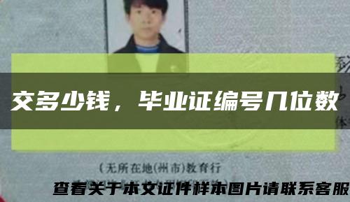 交多少钱，毕业证编号几位数缩略图