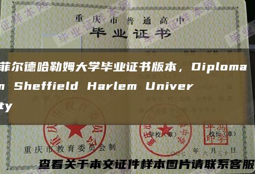 谢菲尔德哈勒姆大学毕业证书版本，Diploma from Sheffield Harlem University缩略图
