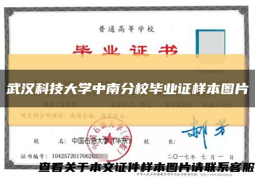 武汉科技大学中南分校毕业证样本图片缩略图