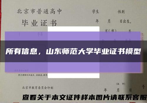 所有信息，山东师范大学毕业证书模型缩略图