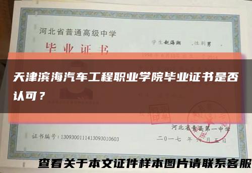 天津滨海汽车工程职业学院毕业证书是否认可？缩略图