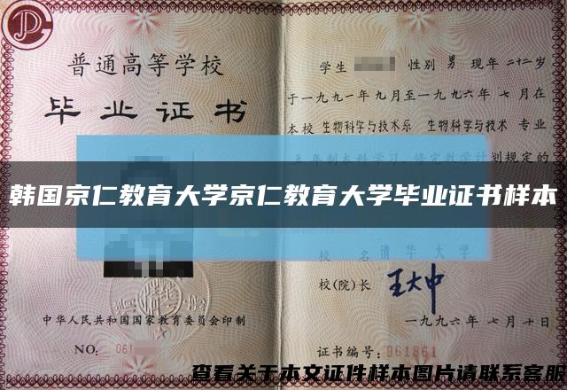 韩国京仁教育大学京仁教育大学毕业证书样本缩略图