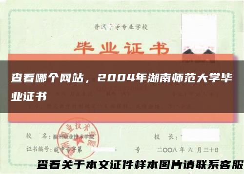 查看哪个网站，2004年湖南师范大学毕业证书缩略图